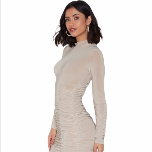 Nasty Gal Slinky Ruched Bottom Mini Dress - Picture 2 of 4